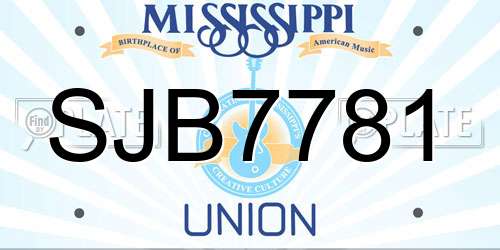 SJB7781 Mississippi License Plate