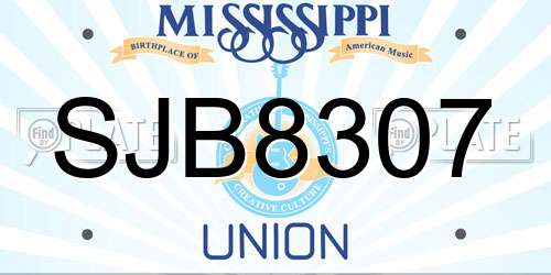 SJB8307 Mississippi License Plate
