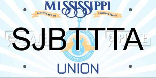 SJBTTTA Mississippi License Plate
