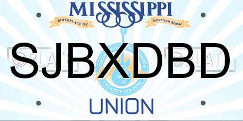 SJBXDBD Mississippi License Plate