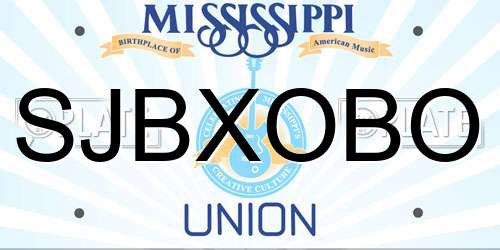 SJBXOBO Mississippi License Plate