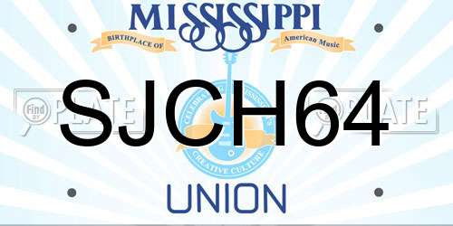 SJCH64 Mississippi License Plate