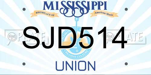 SJD514 Mississippi License Plate