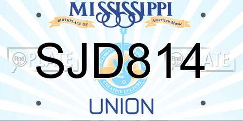 SJD814 Mississippi License Plate