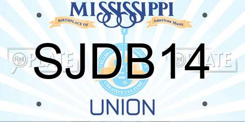 SJDB14 Mississippi License Plate