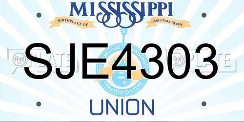 SJE4303 Mississippi License Plate