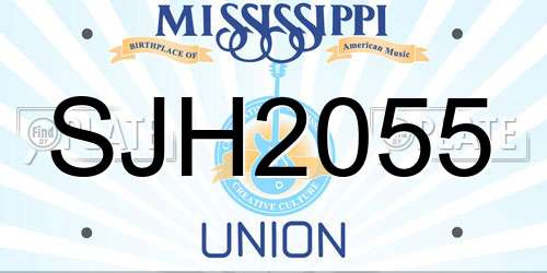 SJH2055 Mississippi License Plate