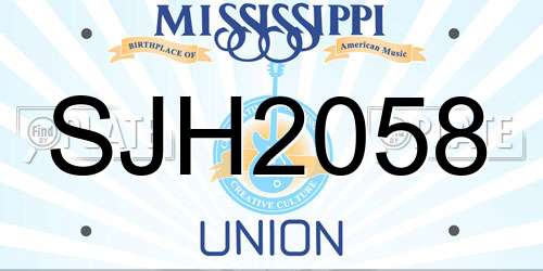 SJH2058 Mississippi License Plate