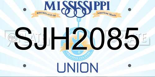 SJH2085 Mississippi License Plate