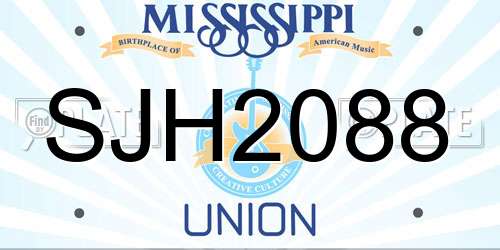 SJH2088 Mississippi License Plate
