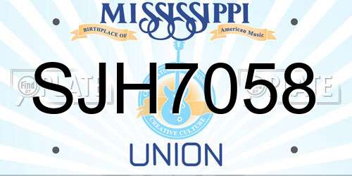 SJH7058 Mississippi License Plate