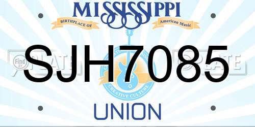 SJH7085 Mississippi License Plate