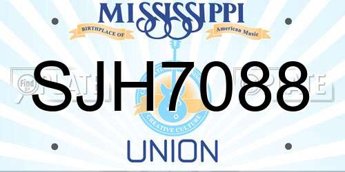SJH7088 Mississippi License Plate