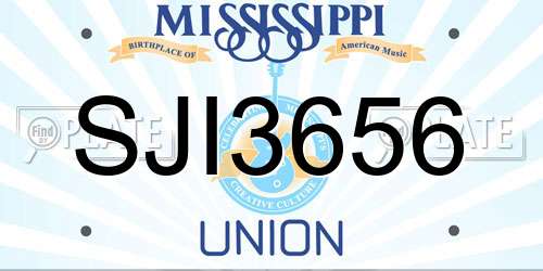 SJI3656 Mississippi License Plate