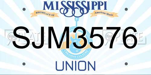 SJM3576 Mississippi License Plate