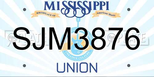 SJM3876 Mississippi License Plate