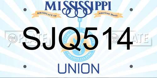 SJQ514 Mississippi License Plate