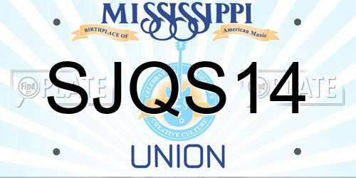 SJQS14 Mississippi License Plate