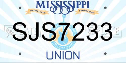SJS7233 Mississippi License Plate