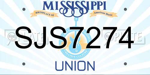 SJS7274 Mississippi License Plate