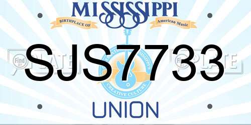 SJS7733 Mississippi License Plate