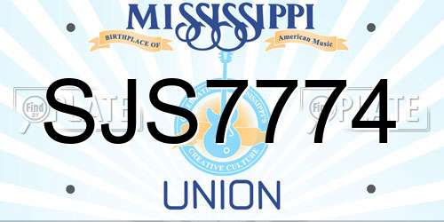 SJS7774 Mississippi License Plate