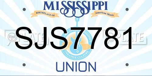 SJS7781 Mississippi License Plate