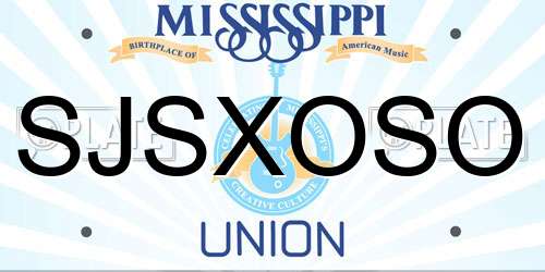 SJSXOSO Mississippi License Plate