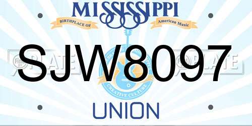SJW8097 Mississippi License Plate