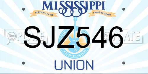 SJZ546 Mississippi License Plate