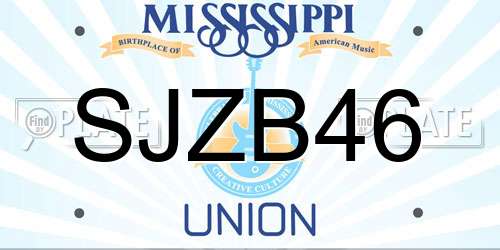 SJZB46 Mississippi License Plate