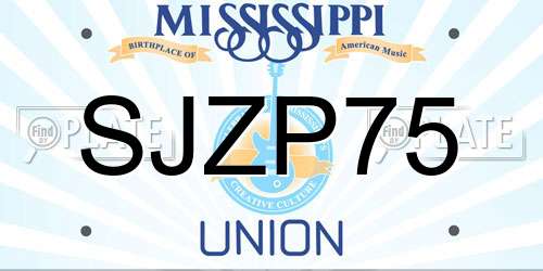 SJZP75 Mississippi License Plate