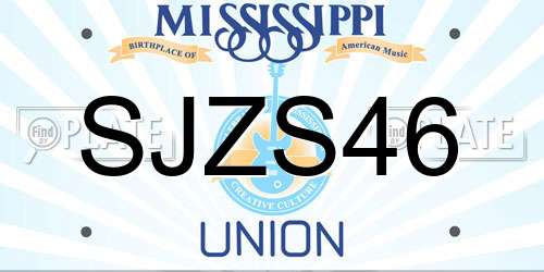 SJZS46 Mississippi License Plate