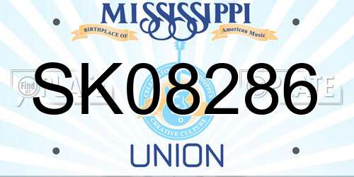 SK08286 Mississippi License Plate