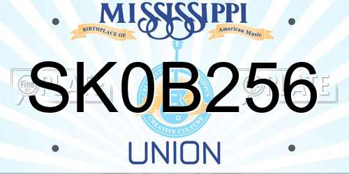 SK0B256 Mississippi License Plate