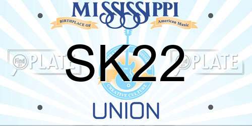 SK22 Mississippi License Plate