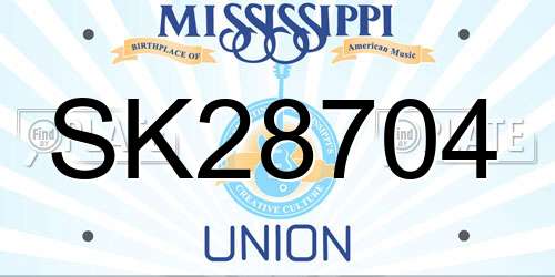 SK28704 Mississippi License Plate