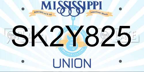 SK2Y825 Mississippi License Plate