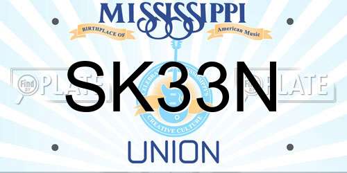 SK33N Mississippi License Plate