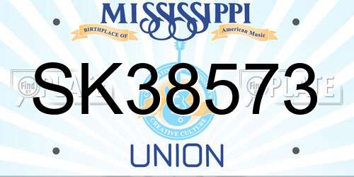 SK38573 Mississippi License Plate
