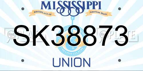 SK38873 Mississippi License Plate