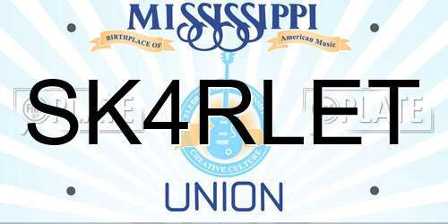 SK4RLET Mississippi License Plate