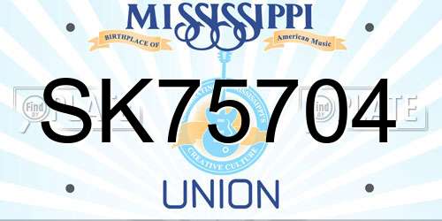 SK75704 Mississippi License Plate