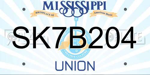 SK7B204 Mississippi License Plate