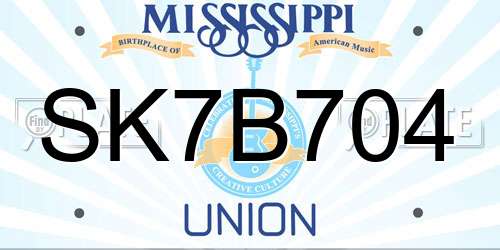 SK7B704 Mississippi License Plate