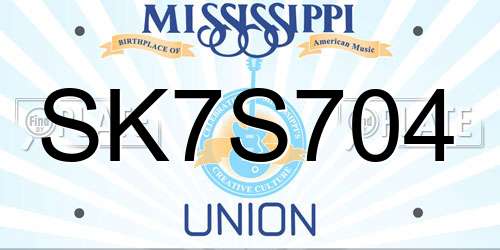 SK7S704 Mississippi License Plate
