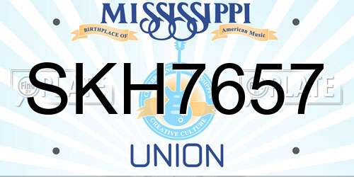SKH7657 Mississippi License Plate