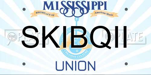 SKIBQII Mississippi License Plate