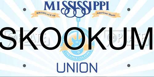 SKOOKUM Mississippi License Plate