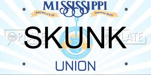 SKUNK Mississippi License Plate